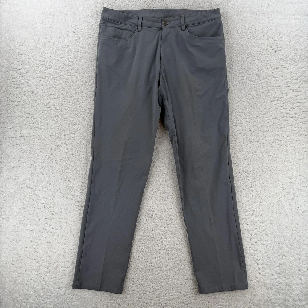 Lululemon ABC Chino Pants Mens 36x32 Gray Regular Fit Microfiber LM5ADFS